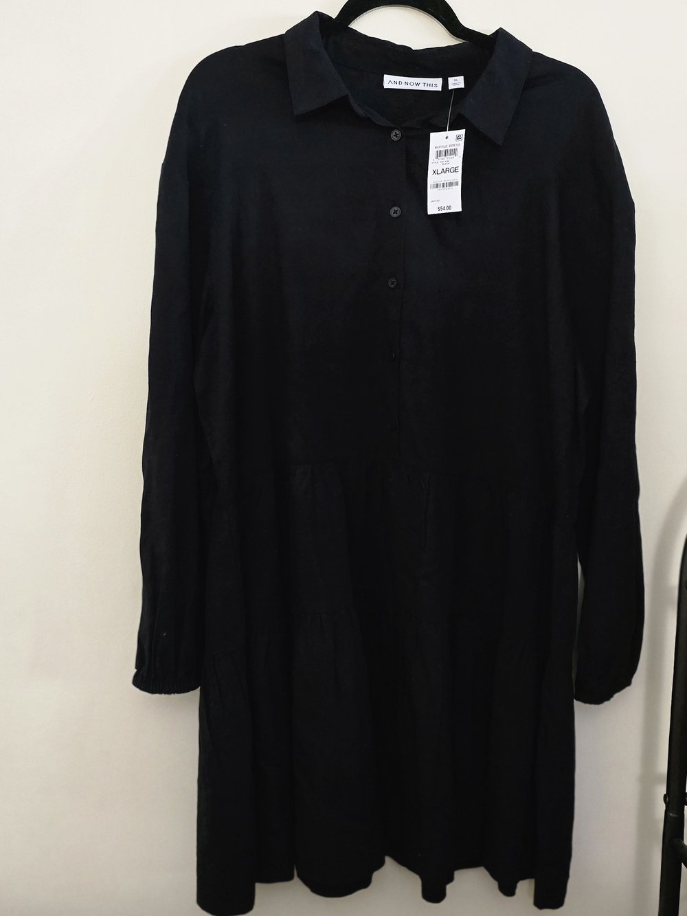 Macy's And Now This Black Tiered Shirt Dress XL NWT